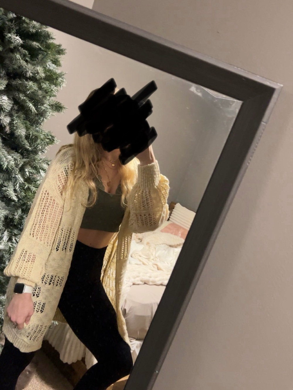 Open-Knit Cream Cardigan Sweater